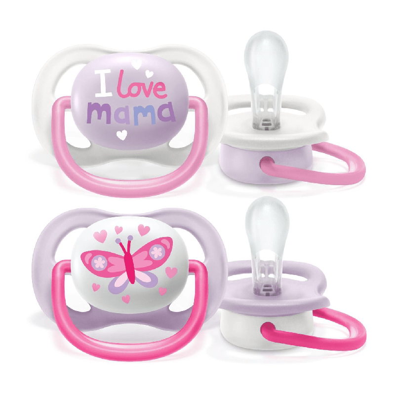Ultra Air Pacifier 0 - 6 Pink - Purple | Pacifier | Avent for Mamas & Papas LB - 6hr