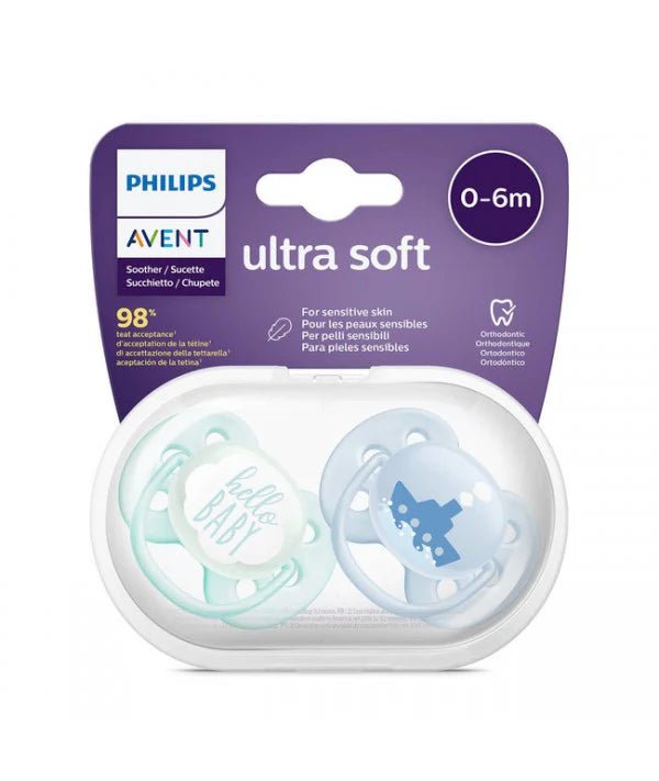Ultra Soft Soother 0 - 6m Pack of 2 | Pacifier | Avent for Mamas & Papas LB - 6hr
