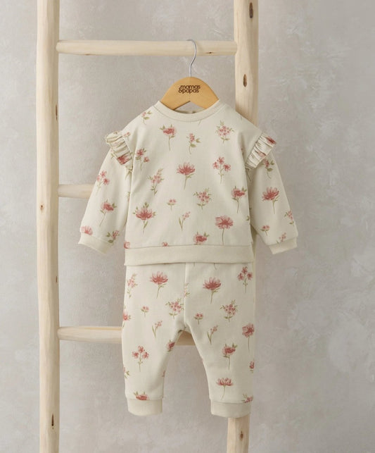 Watercolour Floral Sweatshirt & Joggers | Set | Mamas & Papas for Mamas & Papas LB - 6hr