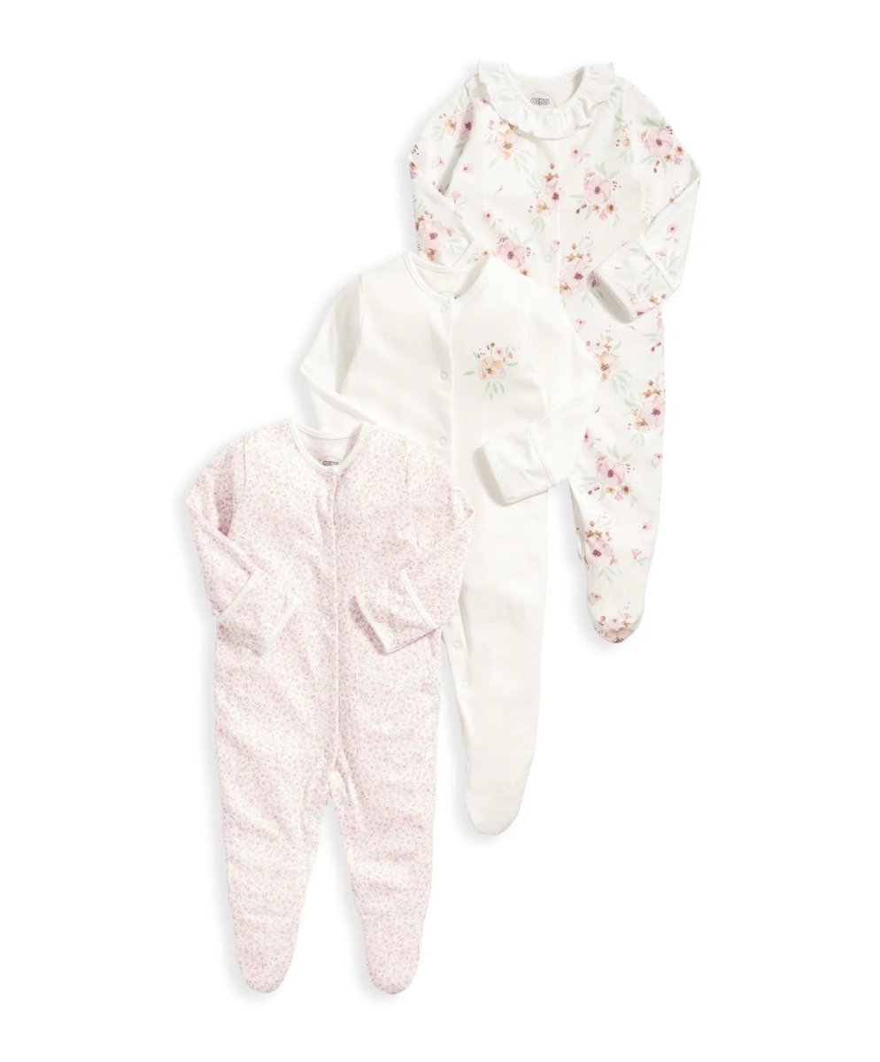 Watercolour Flowers Sleepsuits (Set of 3) | Bodysuit | Mamas & Papas for Mamas & Papas LB - 6hr