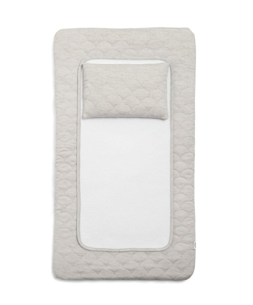 Welcome To The World Luxury Changing Mat - Scalloped Grey | Changing Mat | Mamas & Papas for Mamas & Papas LB - 6hr