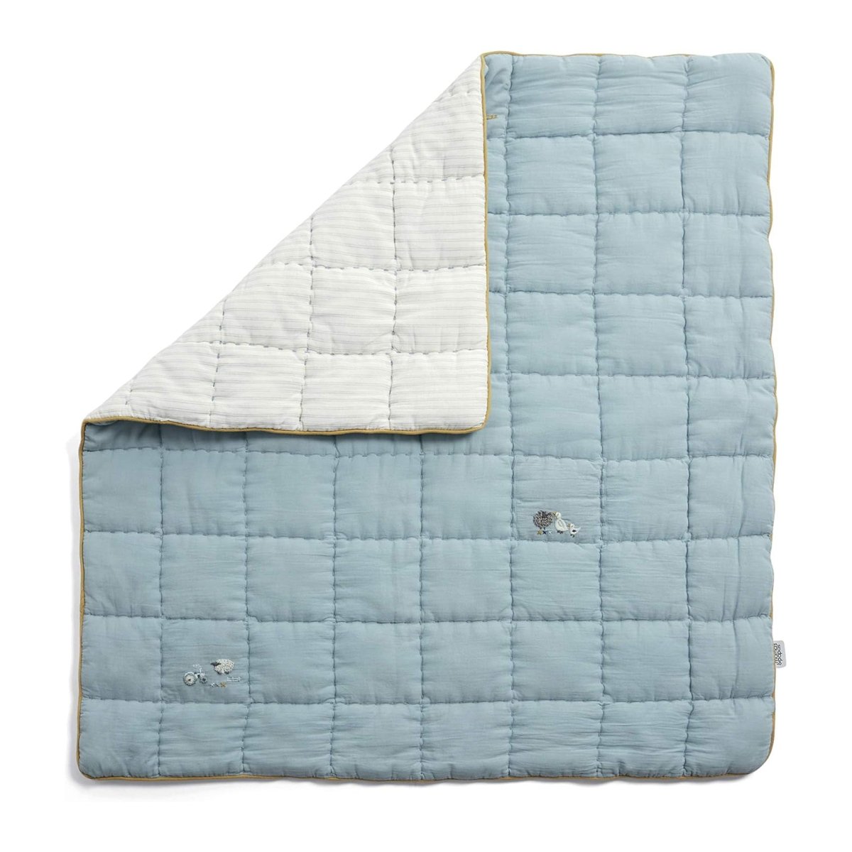 Welcome To The World Quilt Bedding Cotbed - Blue | Nursery Bedding | Mamas & Papas for Mamas & Papas LB - 6hr