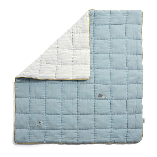 Welcome To The World Quilt Bedding Cotbed - Blue | Nursery Bedding | Mamas & Papas for Mamas & Papas LB - 6hr