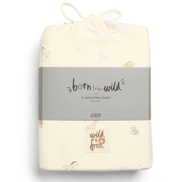 Welcome To The World Seedling Cotbed Fitted Sheets (2 Pack) - Bunny/Fox | Fitted Sheet | Mamas & Papas for Mamas & Papas LB - 6hr