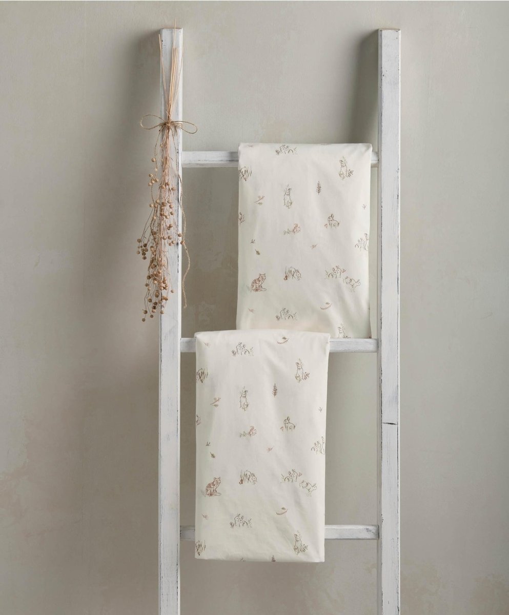 Welcome To The World Seedling Cotbed Fitted Sheets Bunny/Fox Pack of 2 | Nursery Bedding | Mamas & Papas for Mamas & Papas LB - Furniture & Nursery
