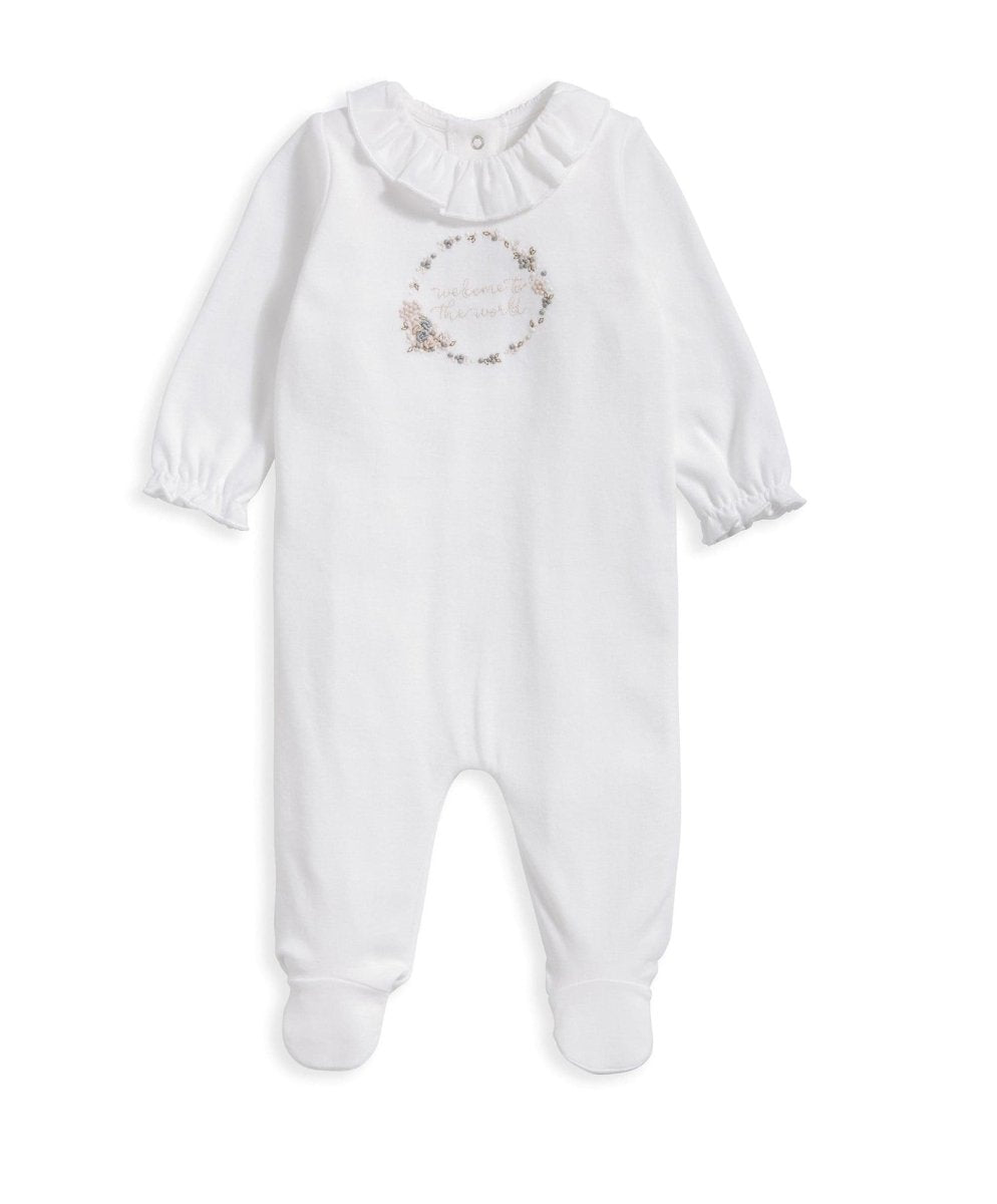 Welcome To The World Sleepsuit - White | Sleepsuit | Mamas & Papas for Mamas & Papas LB - 6hr