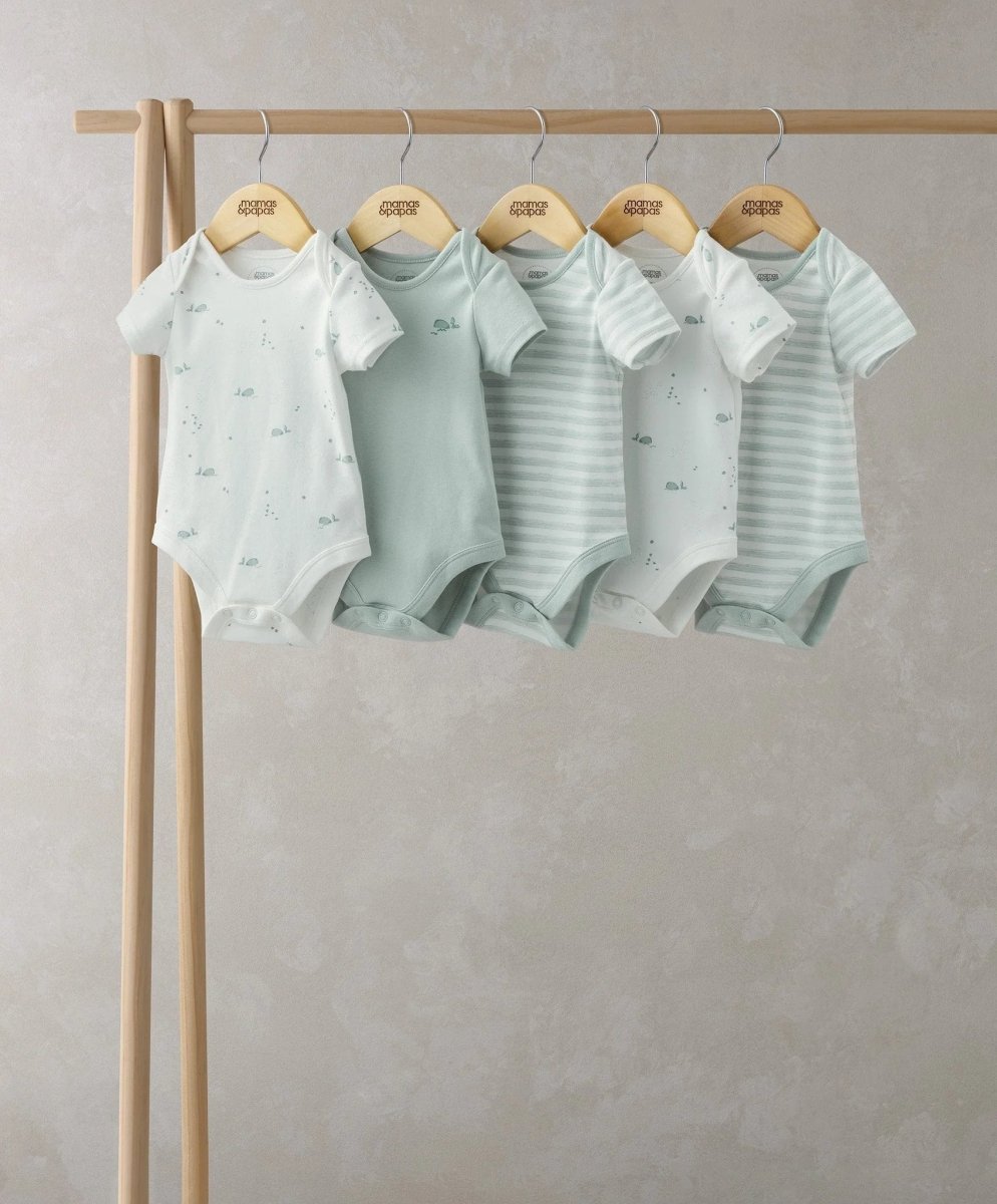 Whale Short Sleeve Bodysuits (Set of 5) | Bodysuit | Mamas & Papas for Mamas & Papas LB - 6hr