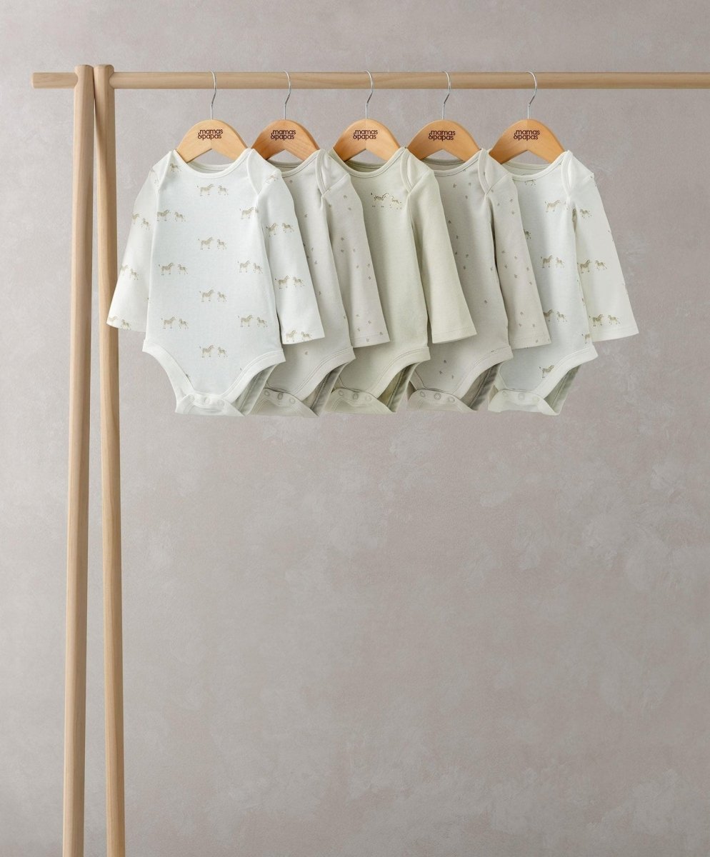 Wild Animals Long Sleeve Bodysuits Pack of 5 | Bodysuit | Mamas & Papas for Mamas & Papas LB - 6hr