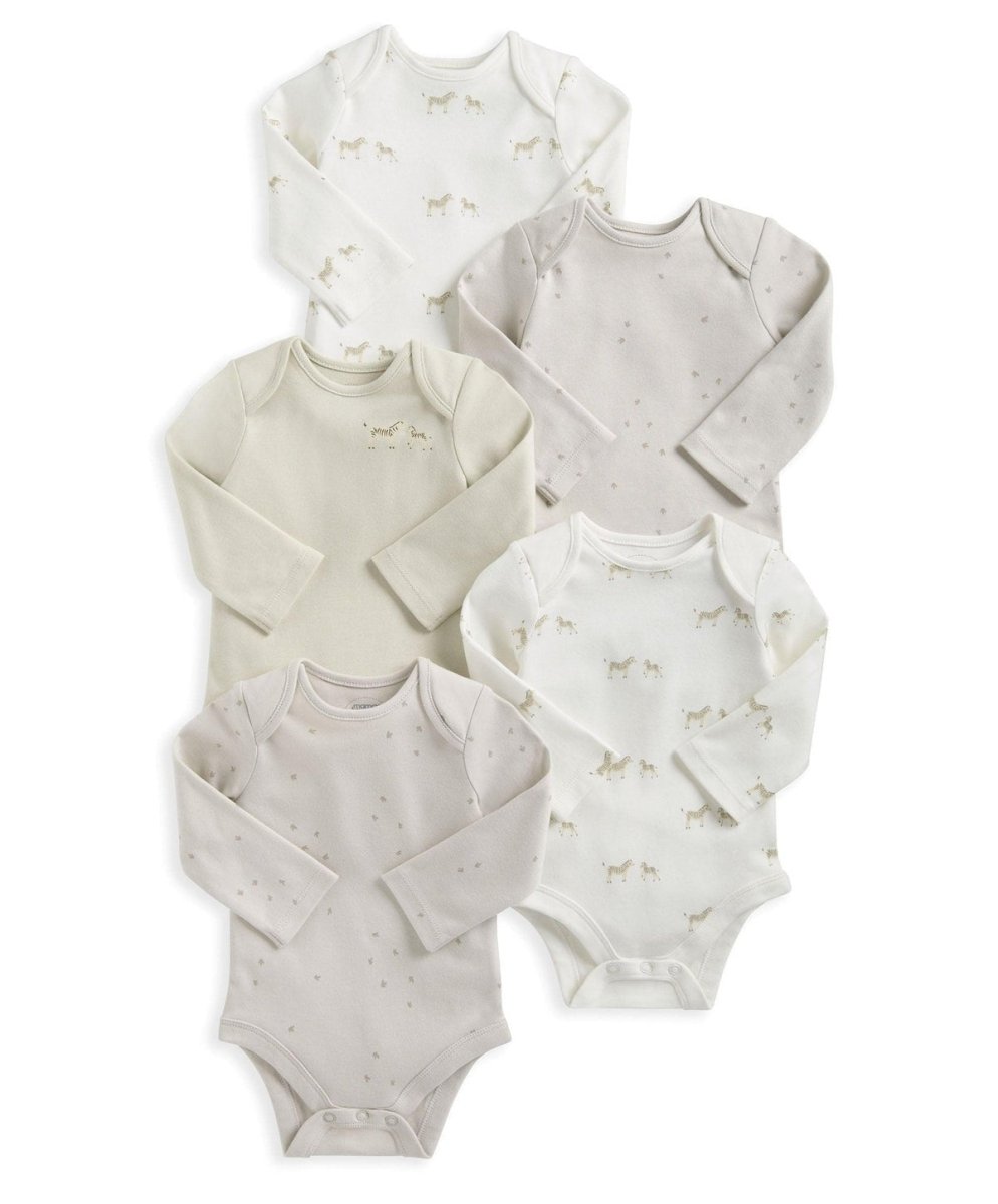 Wild Animals Long Sleeve Bodysuits Pack of 5 | Bodysuit | Mamas & Papas for Mamas & Papas LB - 6hr