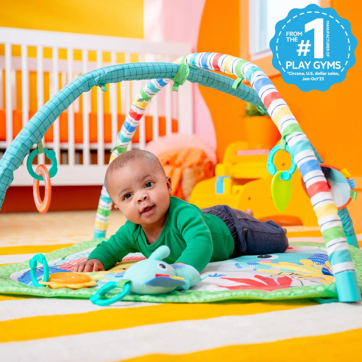 Wild Wiggles Baby Activity Gym & Machine - Washable Play Mat, Green | Play Gym | Bright Starts for Mamas & Papas LB - 6hr