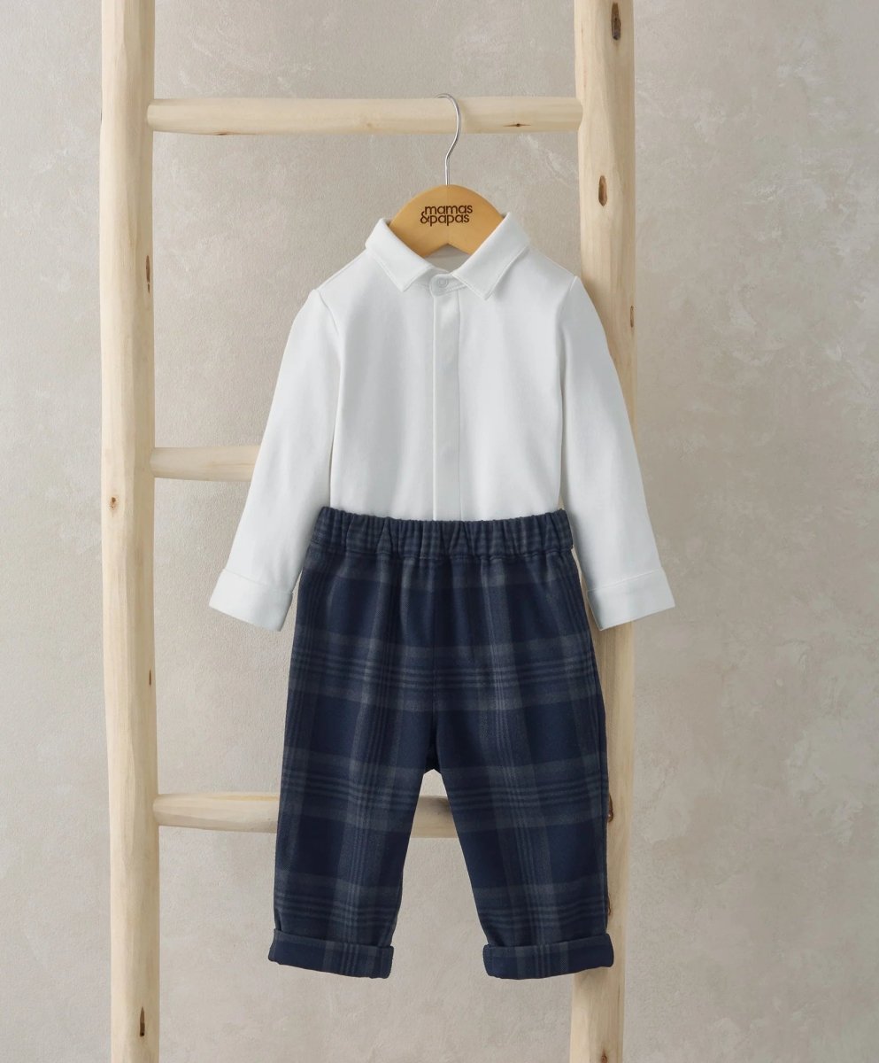 Woven Check Trousers & Bodysuit | Set | Mamas & Papas for Mamas & Papas LB - 6hr