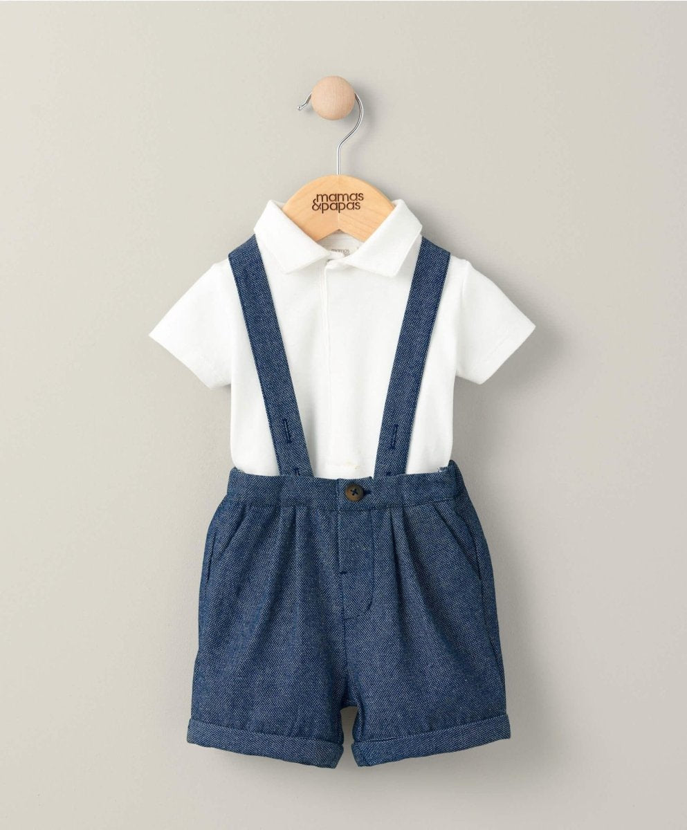 Woven Dungarees & Bodysuit - Blue | Set | Mamas & Papas for Mamas & Papas LB - 6hr