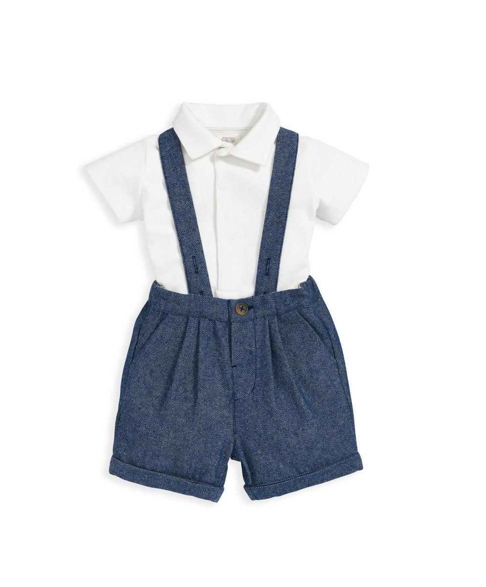 Woven Dungarees & Bodysuit - Blue | Set | Mamas & Papas for Mamas & Papas LB - 6hr