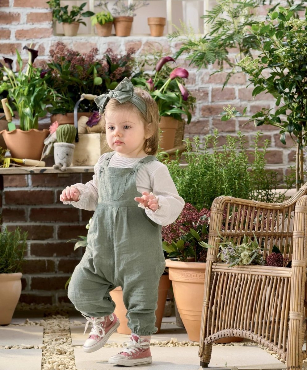 Woven Dungarees & Headband - Green | Dungaree | Mamas & Papas for Mamas & Papas LB - 6hr
