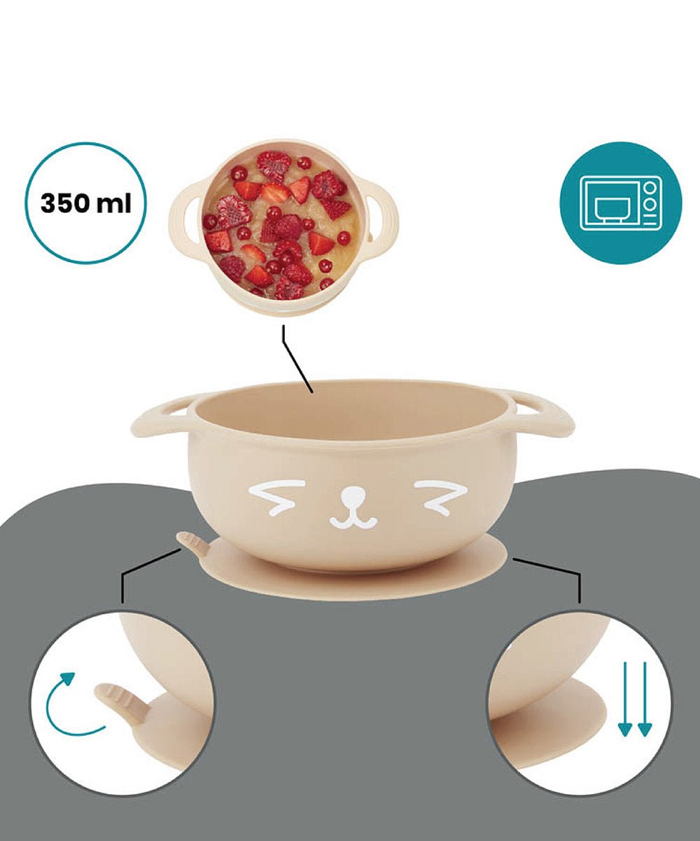 Silicone Bowl, Spoon & Bib Weaning 3pcs Set | Feeding Set | Babymoov for Mamas & Papas LB - 6hr