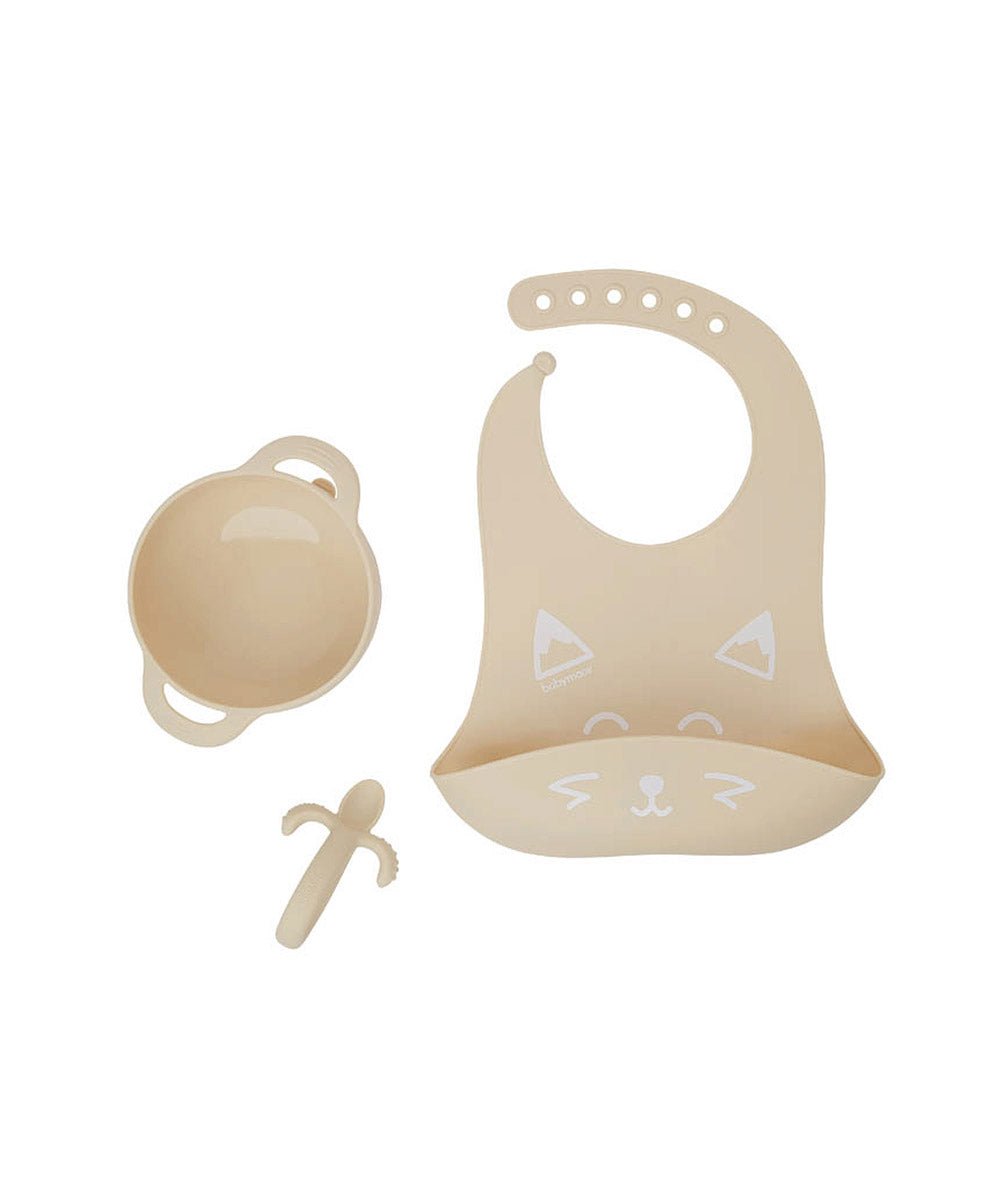 Silicone Bowl, Spoon & Bib Weaning 3pcs Set | Feeding Set | Babymoov for Mamas & Papas LB - 6hr