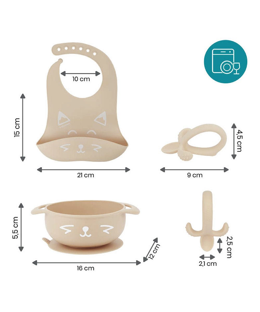 Silicone Bowl, Spoon & Bib Weaning 3pcs Set | Feeding Set | Babymoov for Mamas & Papas LB - 6hr